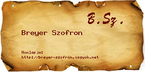 Breyer Szofron névjegykártya